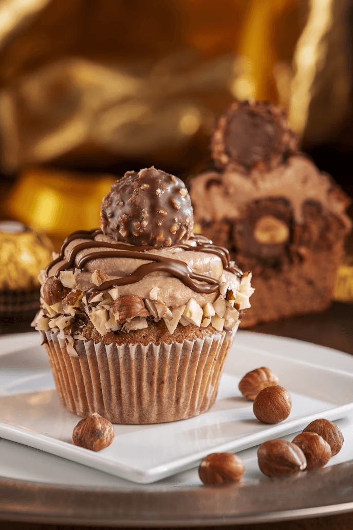 Handcrafted hazelnut cupcake with chocolate
